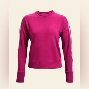 Under Armour UA Dark Pink Rival Terry Taped Crew Sweatshirt, Size Large,